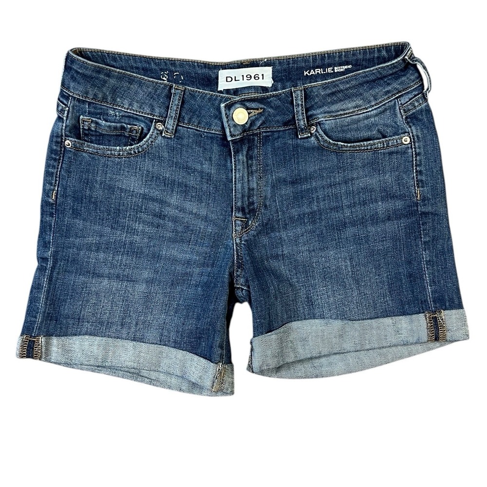 DL1961 Jean Shorts 25 Blue Denim Karlie Boyfriend Low Rise Cuffed Casual‎ Chic